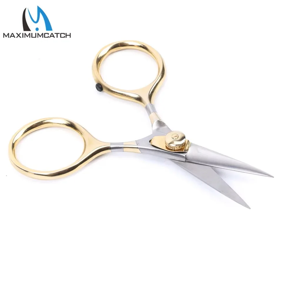 MAXIMUMCATCH Adjustable Serrated Straight Fly Tying Scissors Tungsten/Stainless Steel Carbide Blade Fishing Scissors