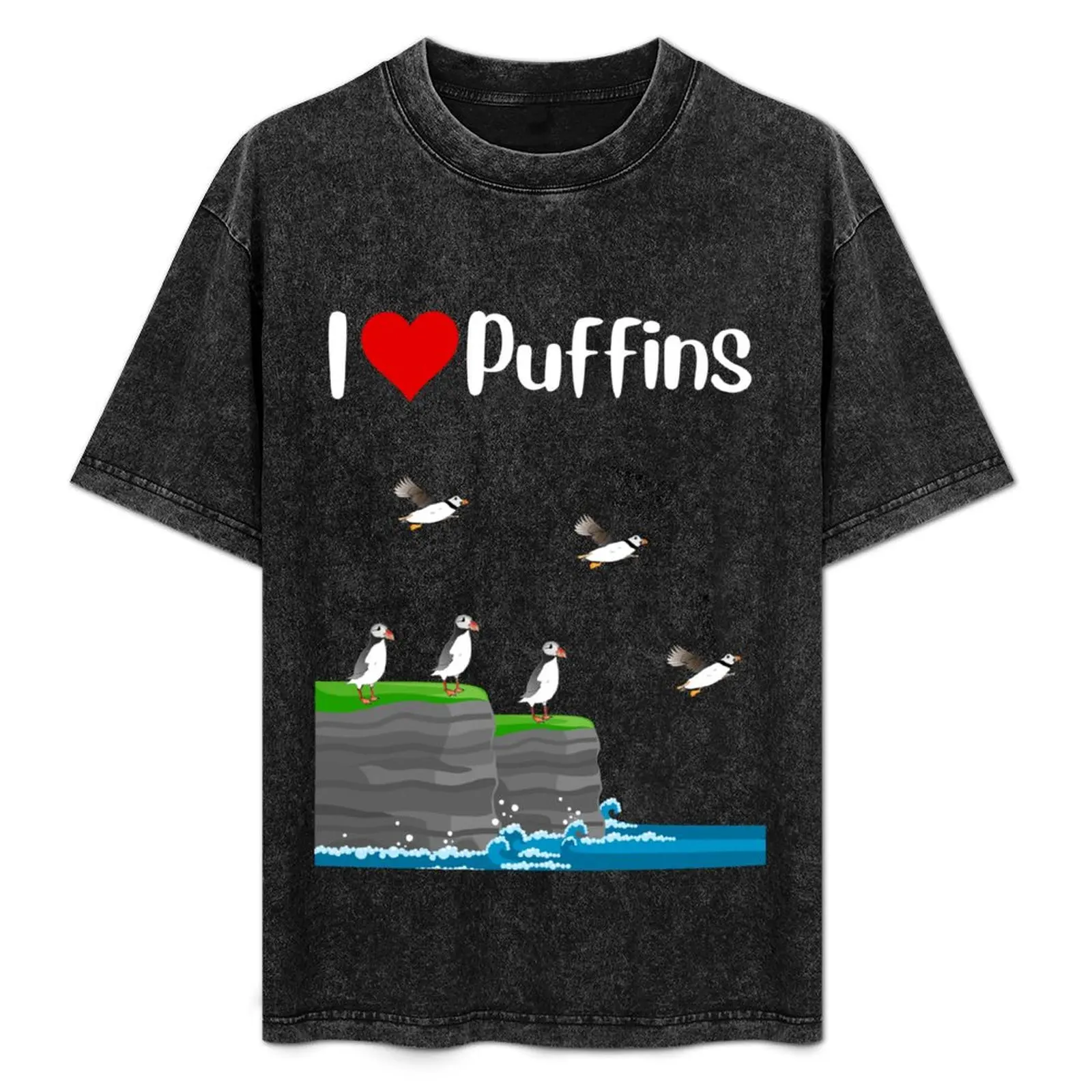 I love puffins Puffin colony on high sea cliff puffin lover T-Shirt vintage anime shirt designer shirts mens vintage t shirts