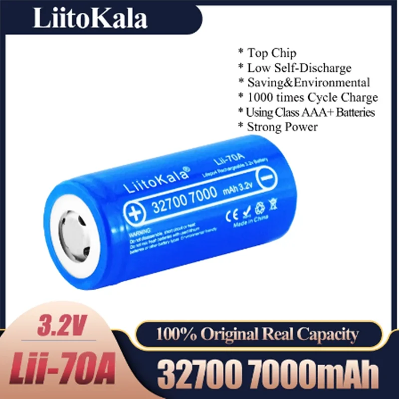 LiitoKala 7000 3.2 V 32700 mAh lifepo4 rechargeable battery cell LiFePO4 5C discharge battery backup battery power 6500