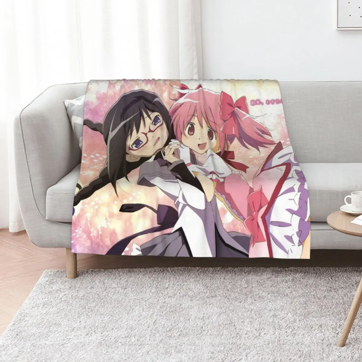 madoka magica madoka and homura Throw Blanket For Decorative Sofa cosplay anime Tourist Blankets For Bed Large Hair Blankets