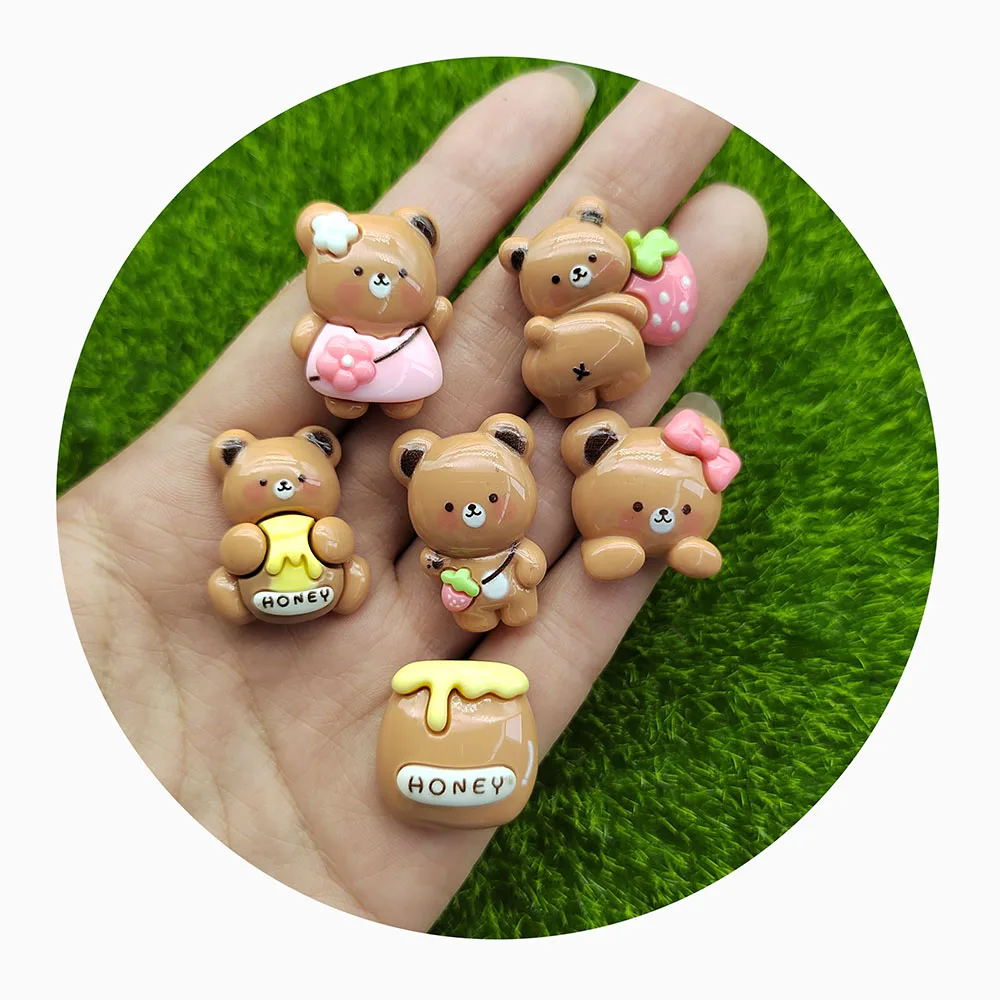 Simulation Honey Pot Bear Flatback Resin Cartoon Cabochon For Scrapbooking DIY Headwear Decor Crafts Accessories