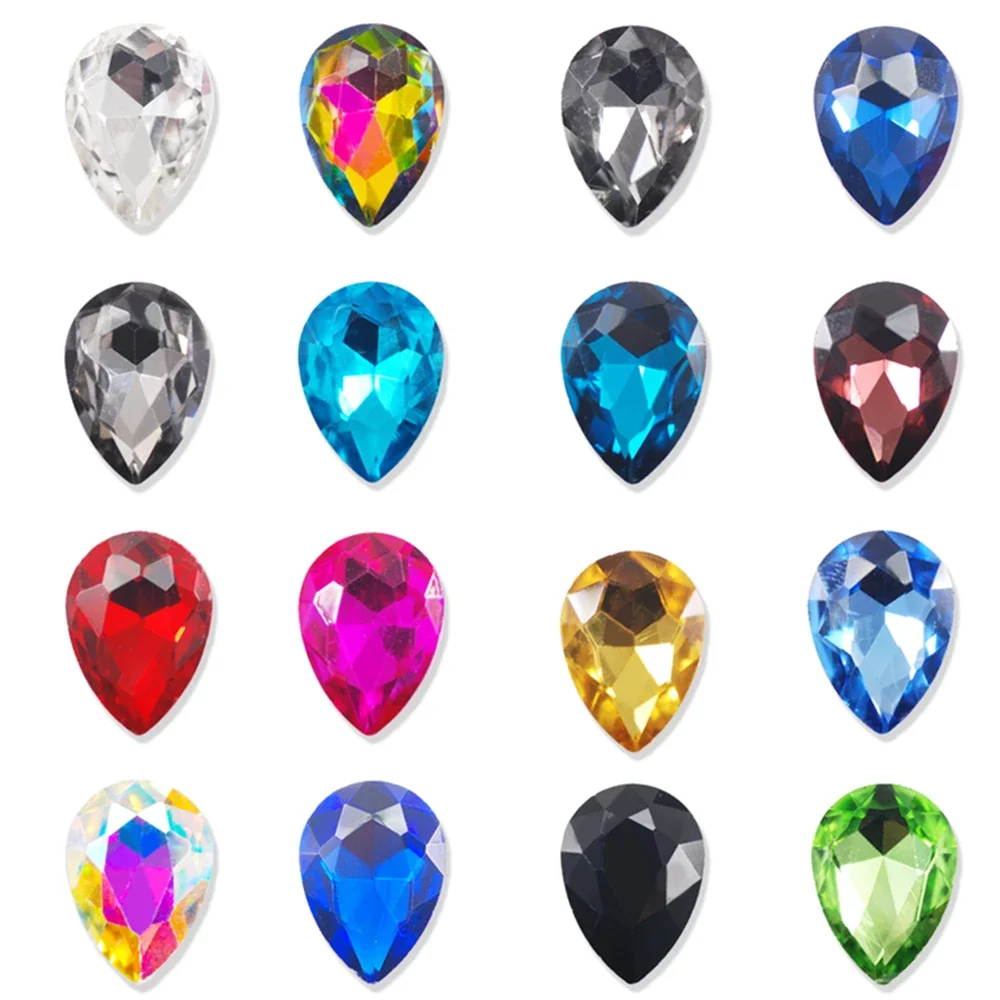 Brilliant Glass Crystal Waterdrop Teardrop Shape Rhinestone Pointback Diamantes Stones, Costume Wedding Ornaments Design Gems