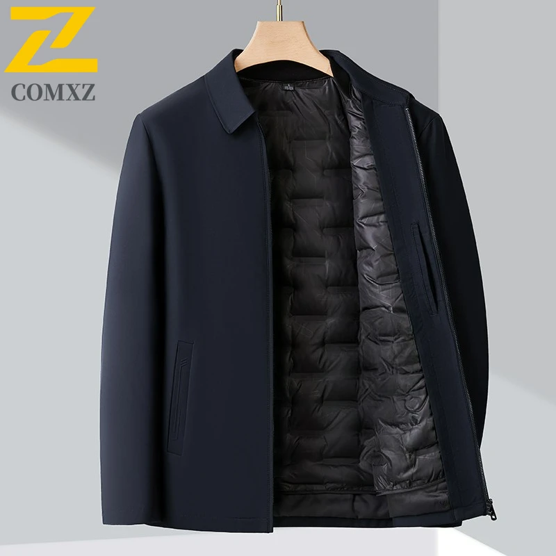 COMXZ Mens Down Jacket New Fashion Classics Detachable Inner Thickened Warm Coat Premium Comfort Cold Proof Winter Jackets