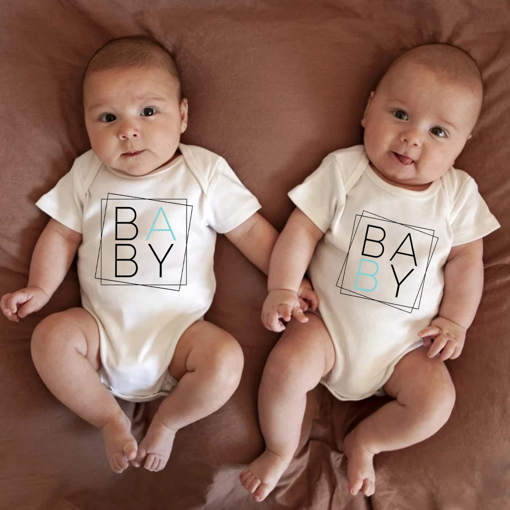 Baby A B Twin Baby Girls Clothes Cute Newborn Boys Bodysuits High Quality Cotton Infant Onesies Summer Short Sleeve Romper