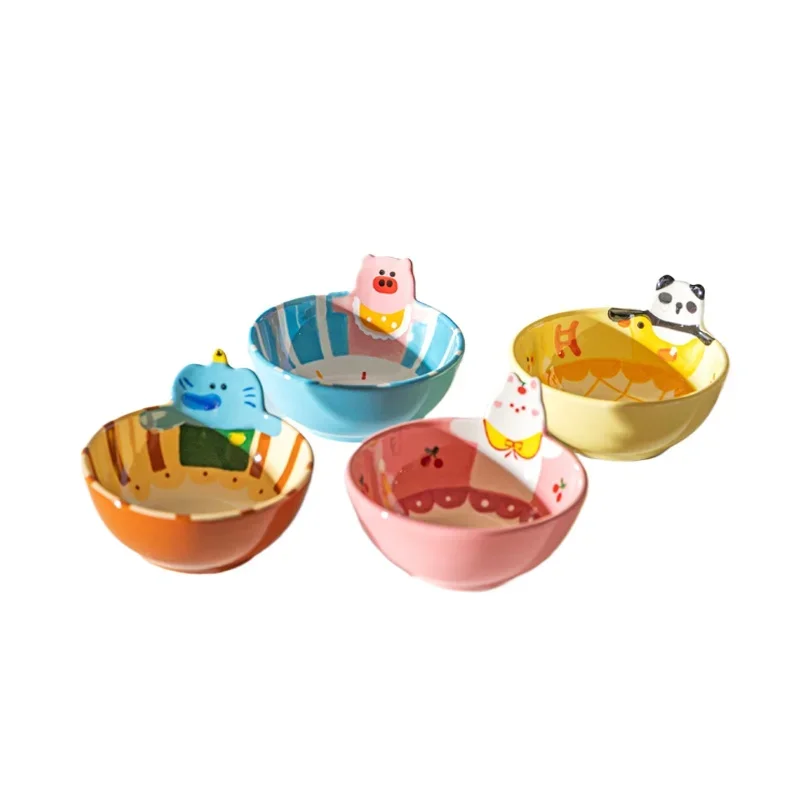 Creative Animal Shaped Children's Ceramic Bowl, 4.7-inch Household Kitchen Utensils, Children's Cute Dessert Bowl, Salad Bowl