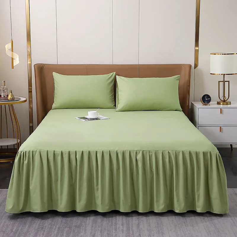 Skin‑Friendly Washed‑Cotton Bed Skirt Dust Ruffle 43cm Drop Soft Touch Solid Color Mattress Bed Cover For Simmons Bedroom Decor