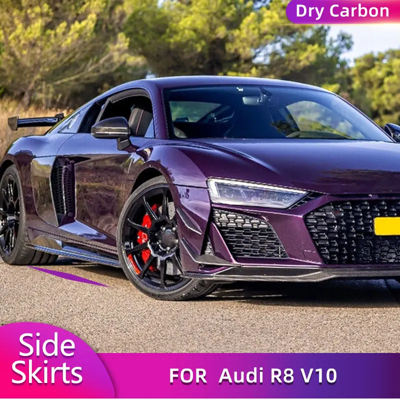 

Dry Carbon Car Side Skirts Body Kit Apron Lip Extensions for Audi R8 V10 Coupe Convertible 2-Door 2022 2023