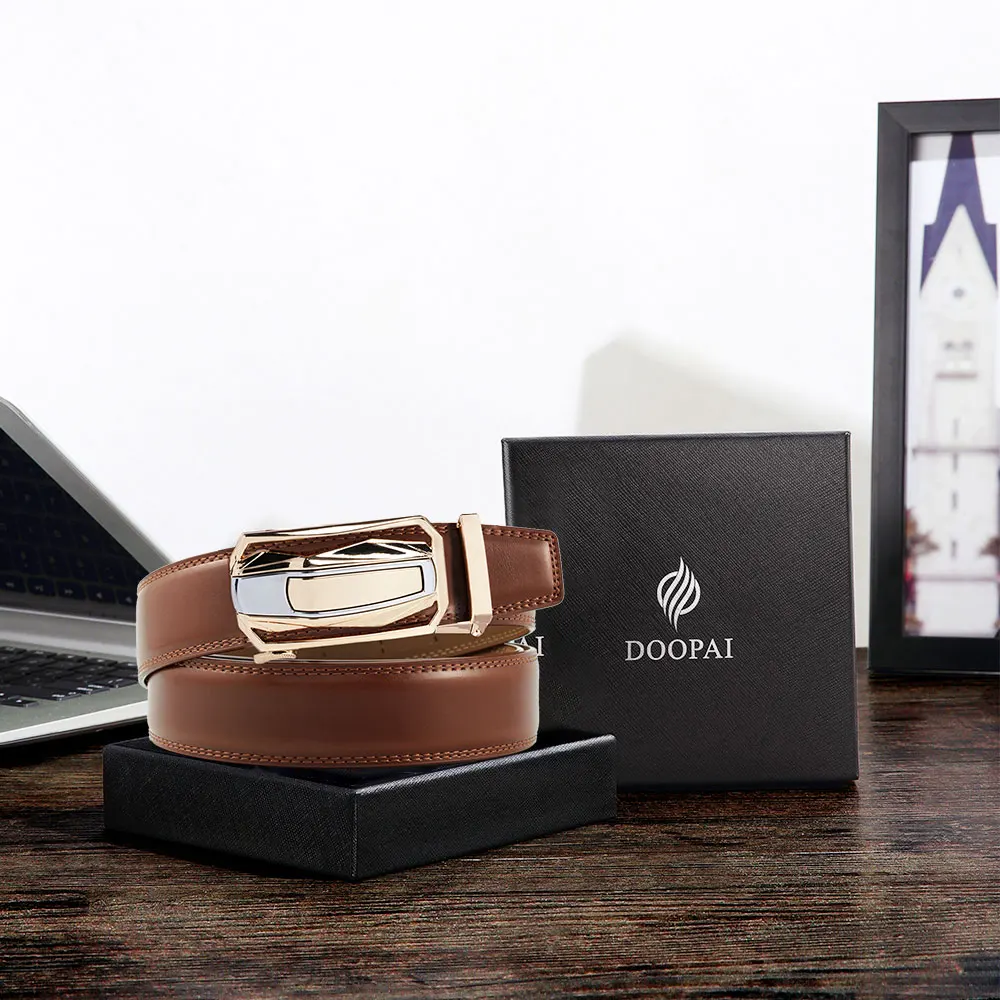 Men's Automatic Belt Genuine Leather Adjustable Buckle Belt Black/Brown Gear-Style Belt High-Quality Business Casual Men's Belt,Men Leather Belt Automatic Buckle Pin Buckle High Quality Male Genuine Leather Strap Luxury Jeans for Men Men Accessori