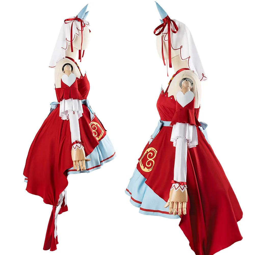 Umamusume-Bonito Derby Love Cosplay para mulheres, peruca Anime, vestido vermelho Lolita princesa, lindo terno de festa de Natal