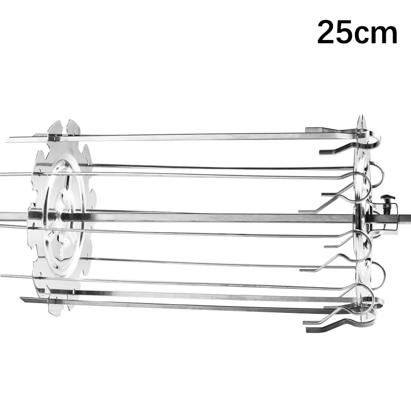 1Set Chicken Grill For Roaster Oven Stainless Steel BBQ Kebab Cage Rotisserie Skewer Forks DIY Camping Cooking Tool