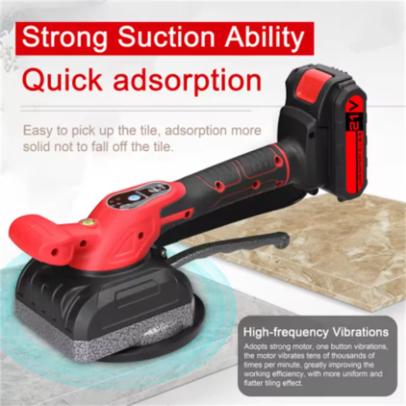 21V Tile Tiling Machine Electric Wall Floor Tiles Laying Vibrating Tool Enlarged Suction Cup Home Tile Paving Device With Batter