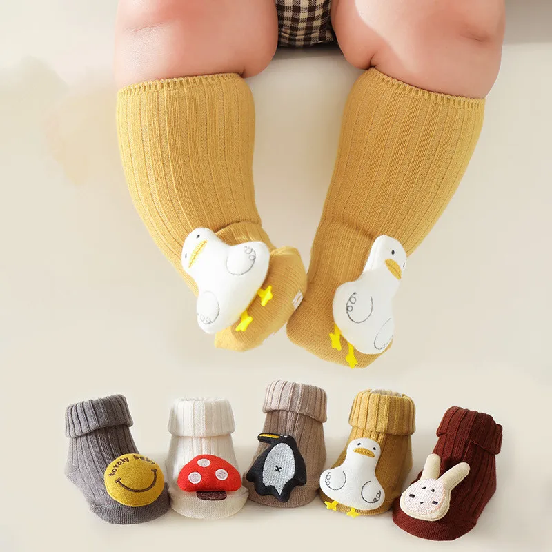 0-3Y Children's toddler socks combed cotton cartoon doll children's socks newborn baby dispensing non-slip floor socks