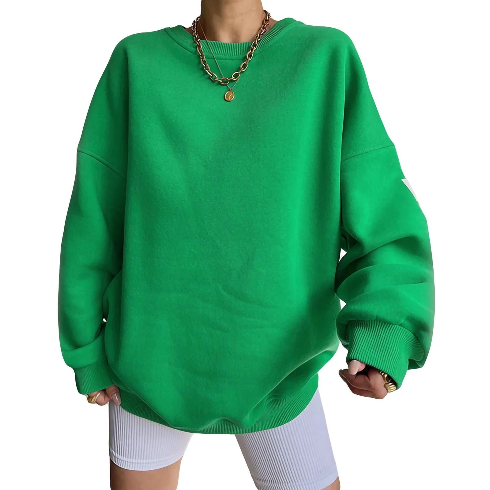 Women Loose Pullover Oversized Sweatshirts Letter Print Crewneck Casual Thickened Long Sleeve Y2K Boy Friend Tops