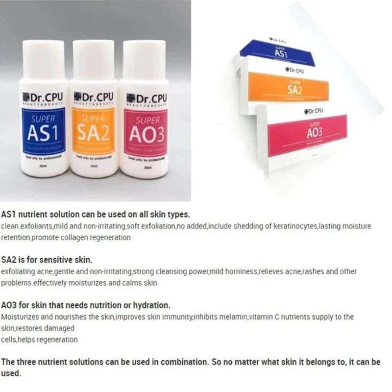 

AS1 SA2 AO3 Deep Cleaning Hydrating Liquid Beauty Salon Use Skin Cleansing Hydra Dermabrasion Concentrated Aqua Peeling