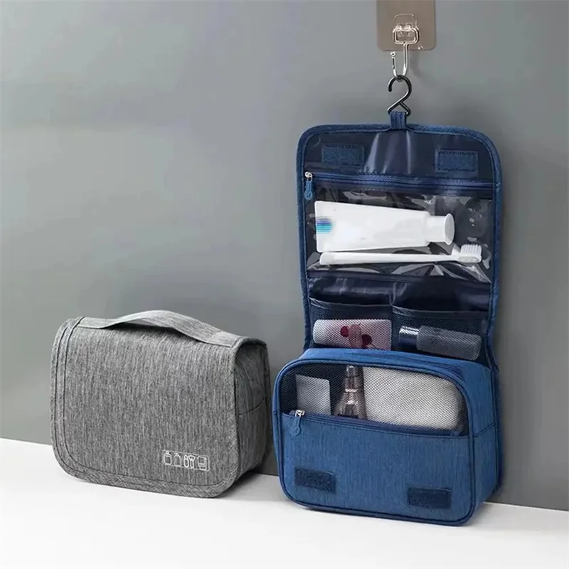 

1pc Foldable Toiletry Bag Organizer Hanging Bag Bathroom Makeup Bag Case Travel Dry And Wet Separation Cosmetic Bag