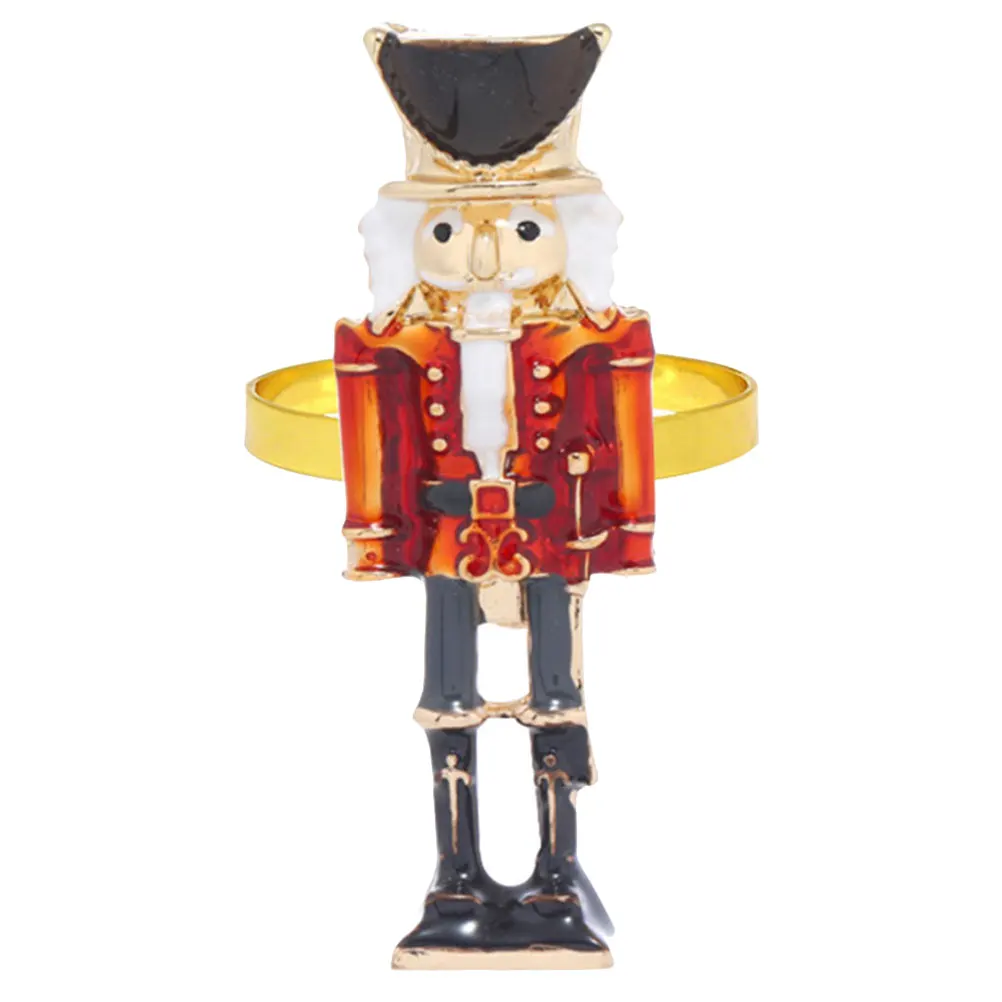

1pc Christmas Nutcracker Napkin Ring Elegant Decor Vintage Buckle Reusable Alloy Serviette Holder Tablecloth Accessory