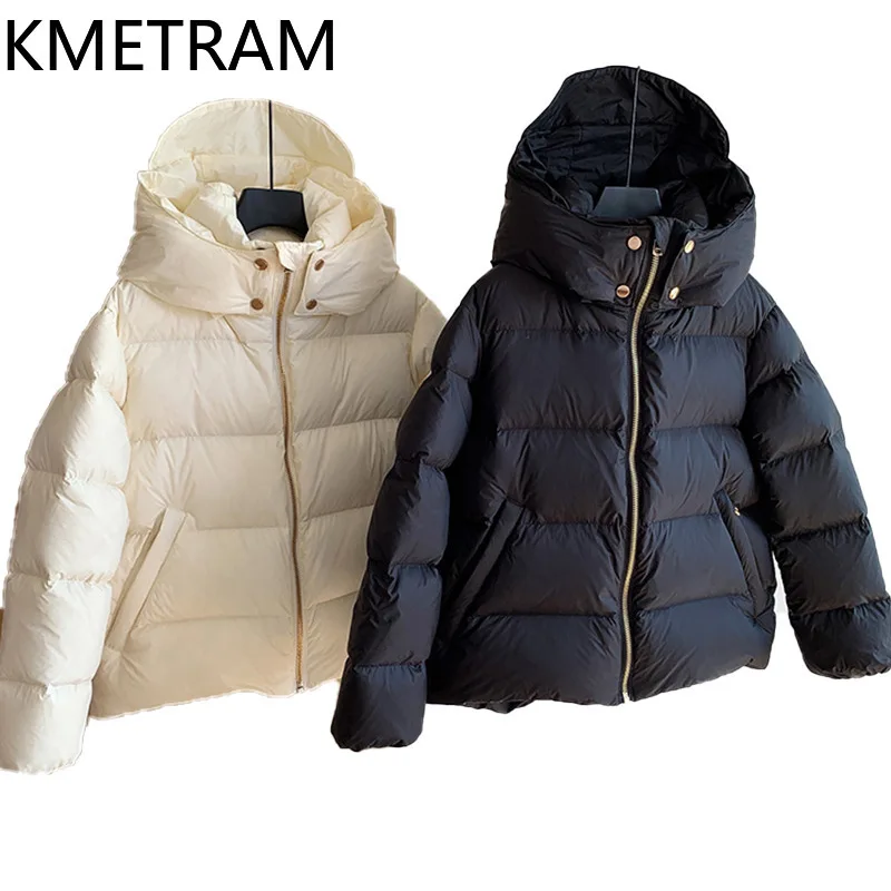 KMETRAM, abrigos de invierno de plumas de ganso blanco, cortos, nuevos en prendas de vestir exteriores, chaqueta acolchada de alta calidad, ropa para mujer 2024 Пухо Śк Ж Dön Во