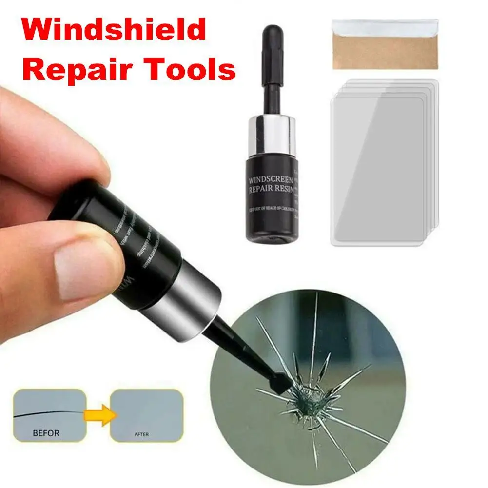 Car Windshield Glass Cracked Repair Kit Window Glass Scratch Resin Liquid Repairing Set Crack Restore Traceless Curing Glue Tool