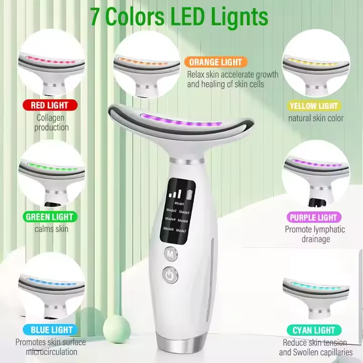 Neck Face Beauty Device Anti-Wrinkle Anti-Aging Electric Neck Massager Face Lifting Neck Beauty 3 Heads of Battery Device