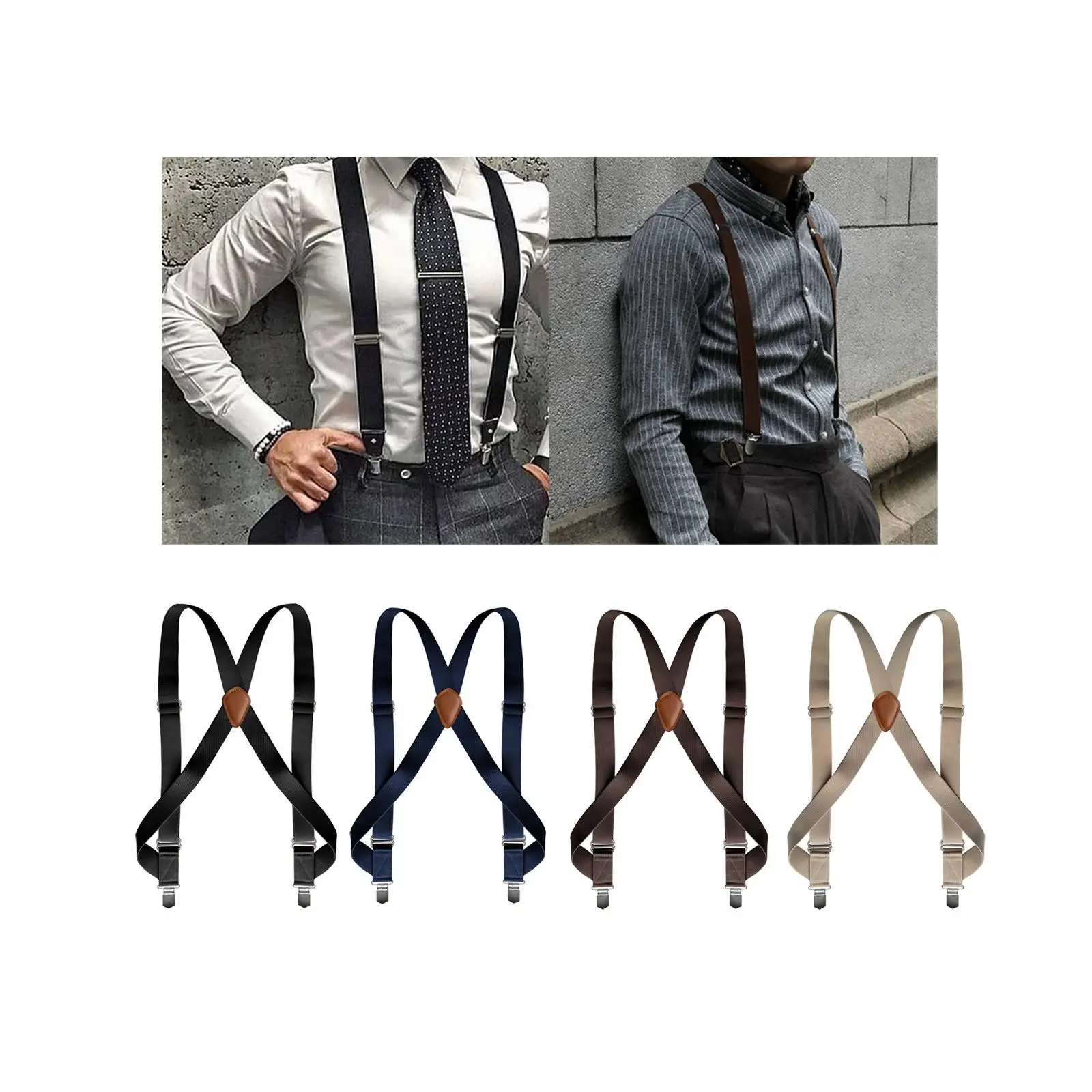 Bretelles pour hommes avec Clips, porte-pantalon réutilisable, décontracté et confortable, élastique pour