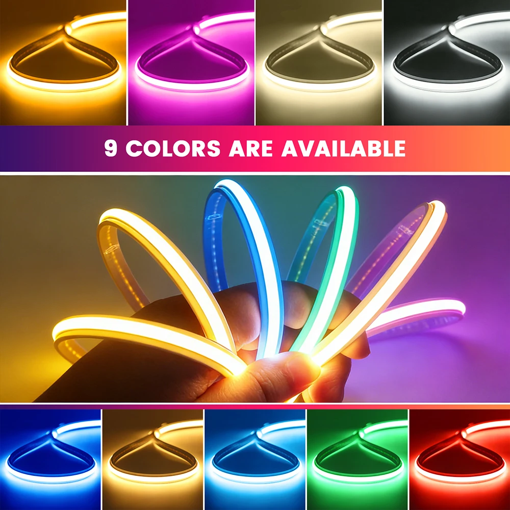 Dimmable 220V COB LED Strip Light Waterproof 4Key Dimmer EU Power Ribbon Tape 240LEDs Red Green Blue Warm White Flex Neon Decor