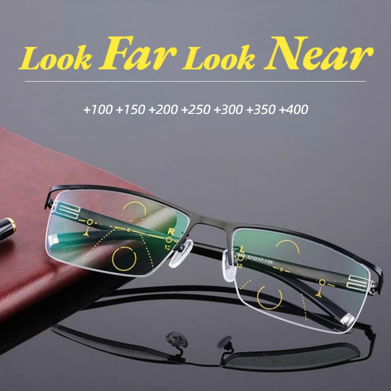 FG Reading Glasses Men's Business Far and Near Dual-use High-definition Double-light Anti-blue Light Glasses for The Elderly