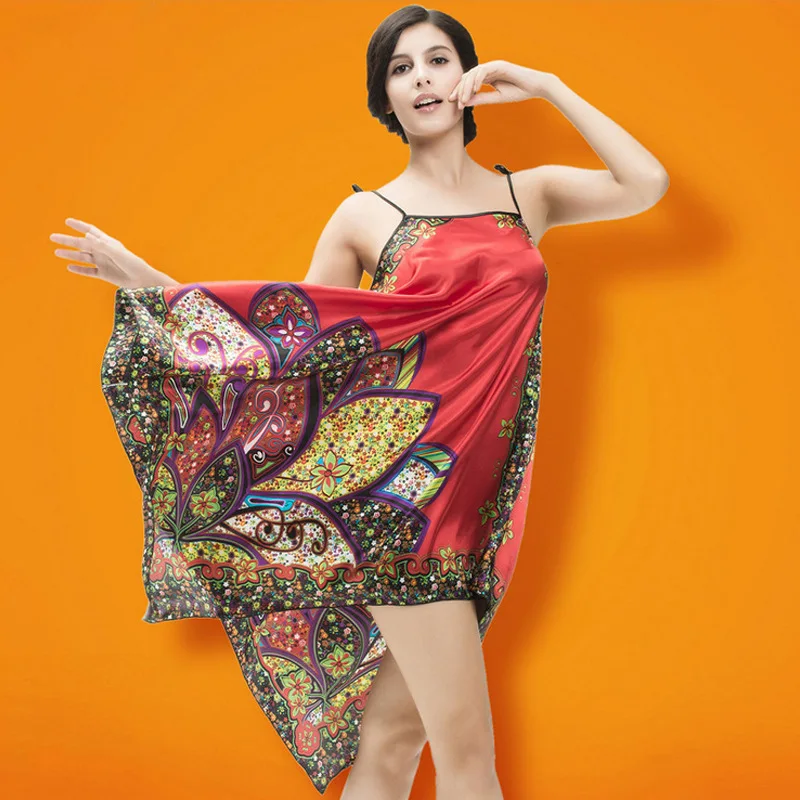 

Женские летние сексуальные пижамы из ледяного шелка, удобное платье для сна в этническом стиле, оптовая продажа с фабрики 7061