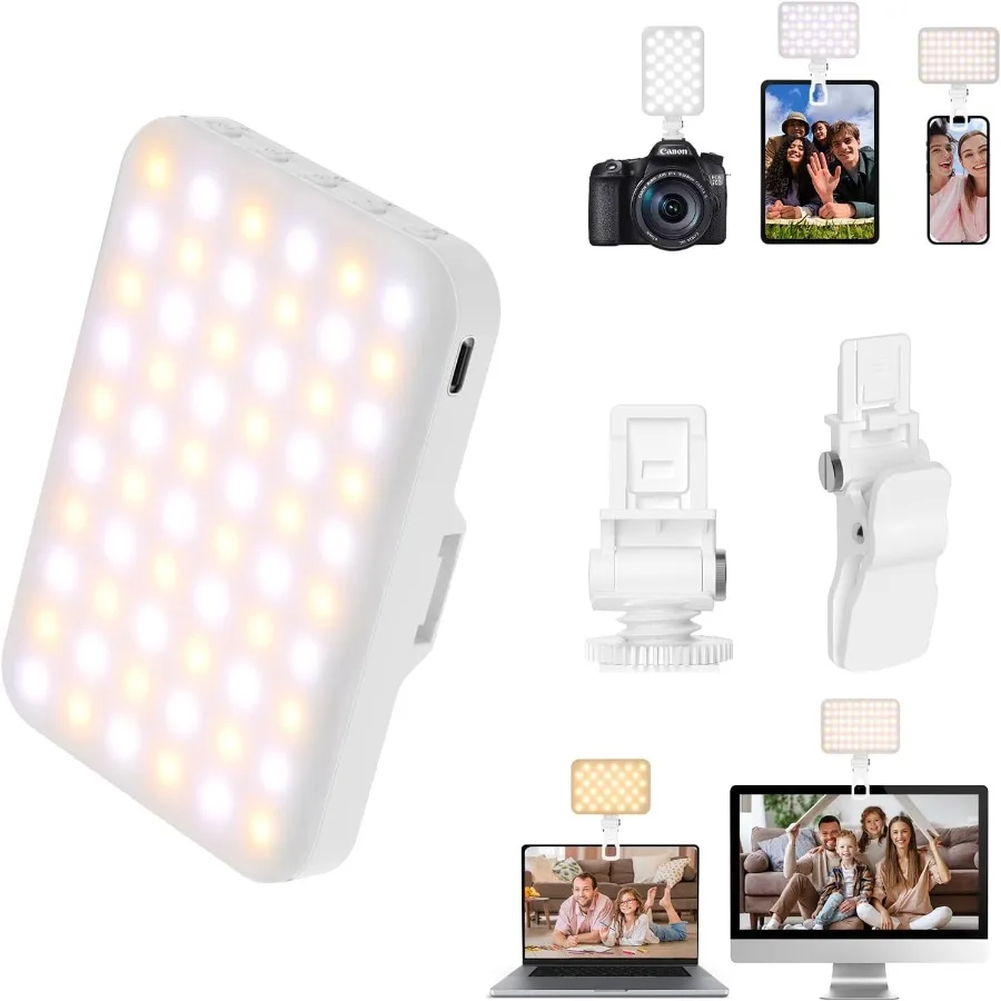 

Portable LED Photo Light USBRechargeable Up to 6500K Color Temperature for Selfie Zoom Conference Video Makeup