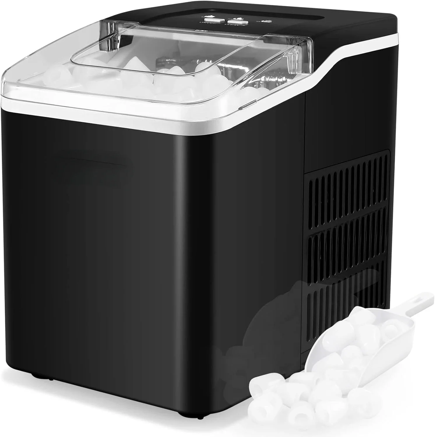 

Efficient and Convenient Self-Cleaning Countertop Ice Maker Machine, Makes 9 Ice Cubes in 6-8 Minutes, Produces 26.5 lbs of Ice