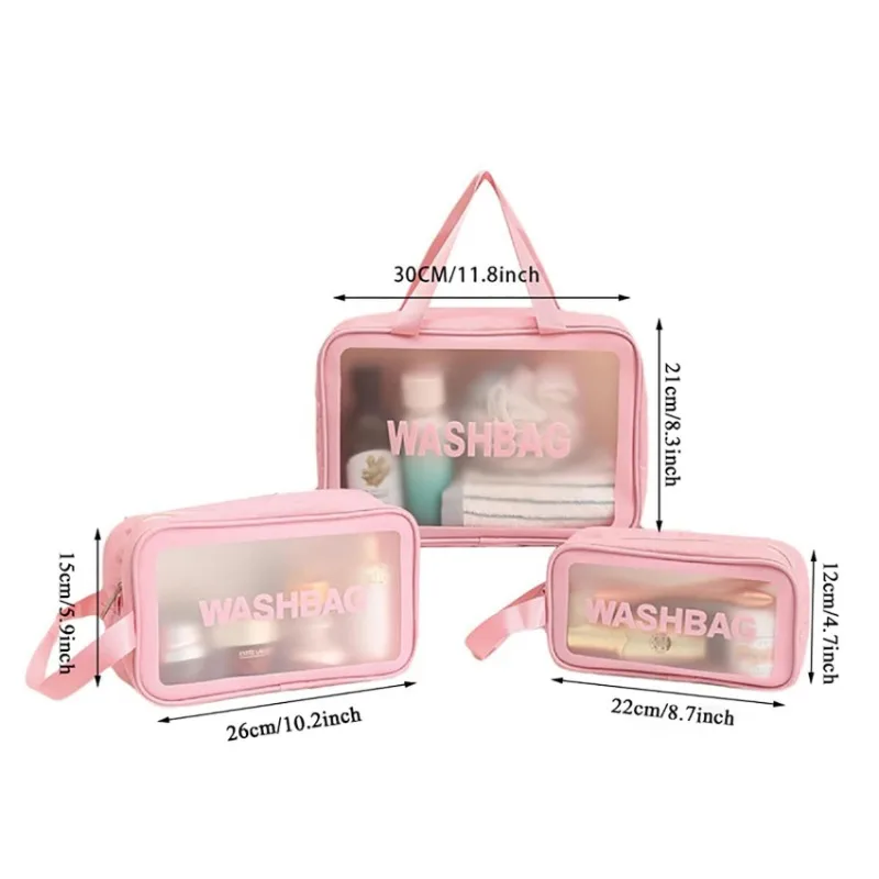 PU Travel Storage Bag Cosmetic Bag Makeup Bag Travel Organizer Bags Waterproof Washbag Transparent Cosmetic Cases