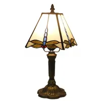 Dia20cm Tiffany Stained Glass Square Dragonfly Lampshade Villa Hotel Desk Table Lamp American Living Room Bedroom Night Light