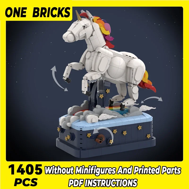 Cartoon Animal Model Moc Building Bricks Unicorn Kinetic Sculpture Technology Modular Blocks Gift Christmas Toy DIY Set Assembly