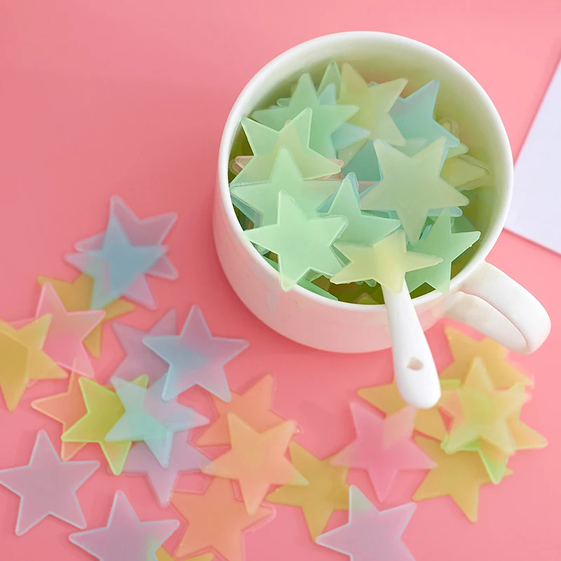 100pcs/set Stars Luminous Wall Stickers Colorful Star Glow In The Dark Decals Kids Baby Room Decoration Diy Home Decor Mural