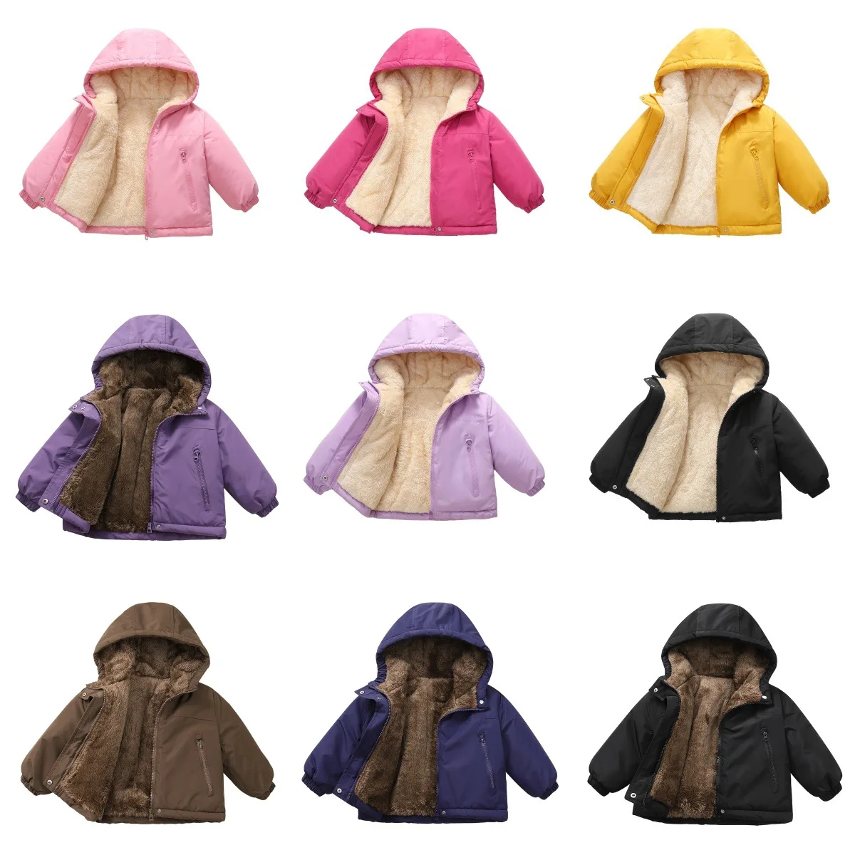Kids Winter Hooded Jacket,3-Layer Down Cotton Padded Fleece Lined Coat for Boys Girls,Russia Cold Weather Outerwear1-12Y