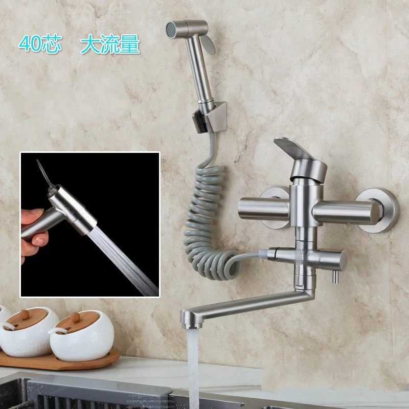 

Настенный кухонный смеситель из нержавеющей стали 304, матовый, 40-мм, с разделителем воды