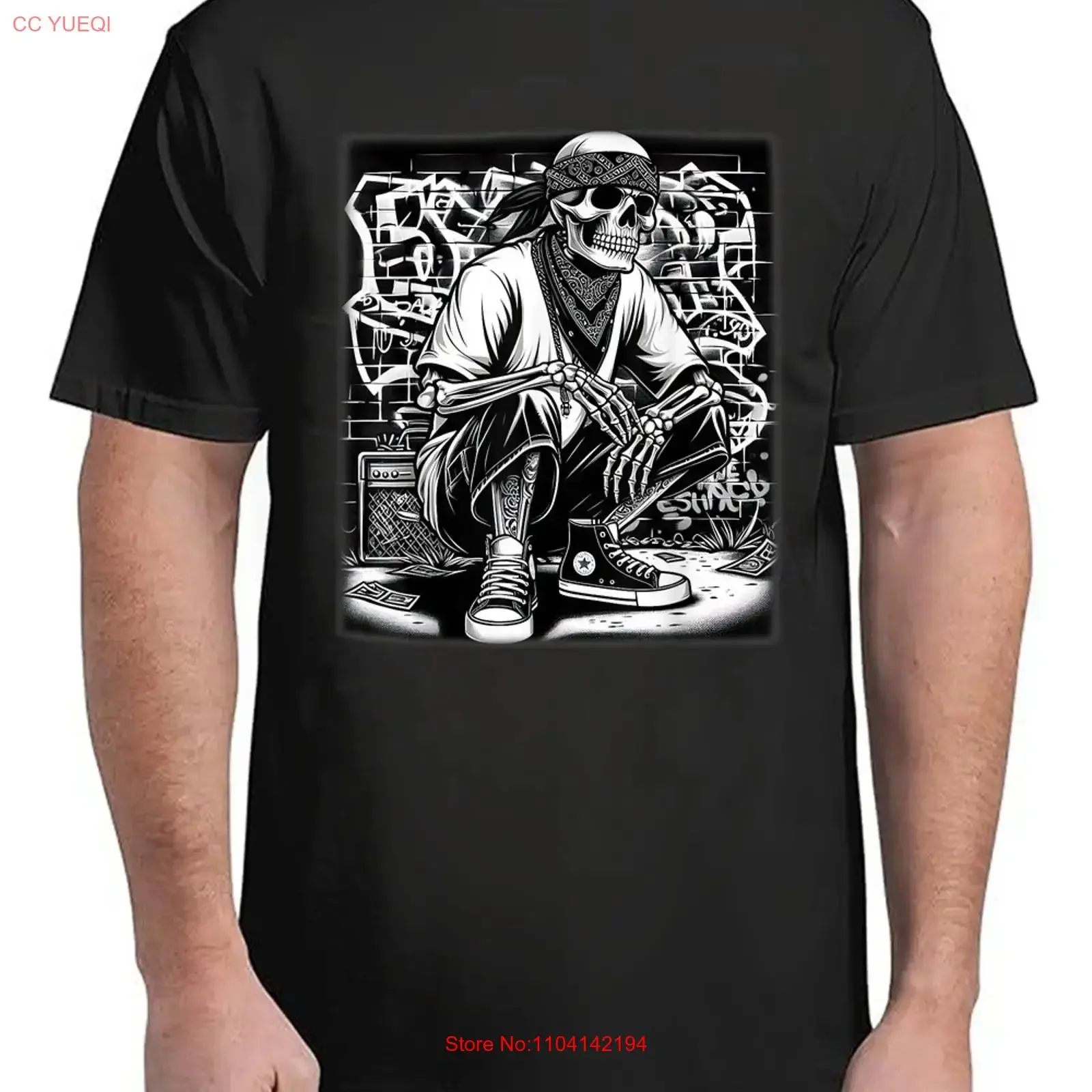 Camiseta Cool Cholo Chicano Skeleton Con Safos, Estilo Atrevido, Uso Diario, Tallas S-4XL, Vintage, Lavada, Estampado Gráfico, Ligeramente Cómoda