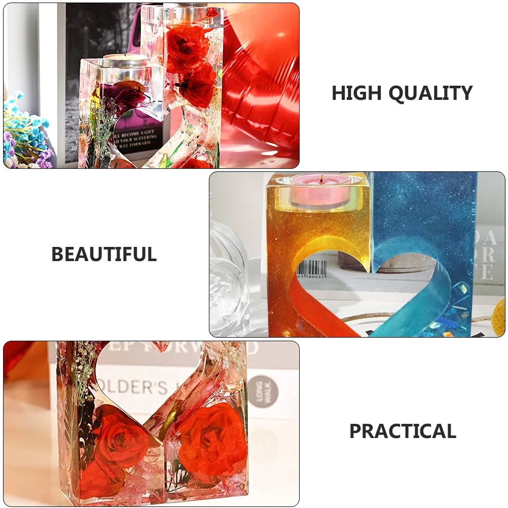

1Set Heart Design Candleholder Mold Silicone DIY Art Craft Mold for Making Casting Homemade Decor Projects
