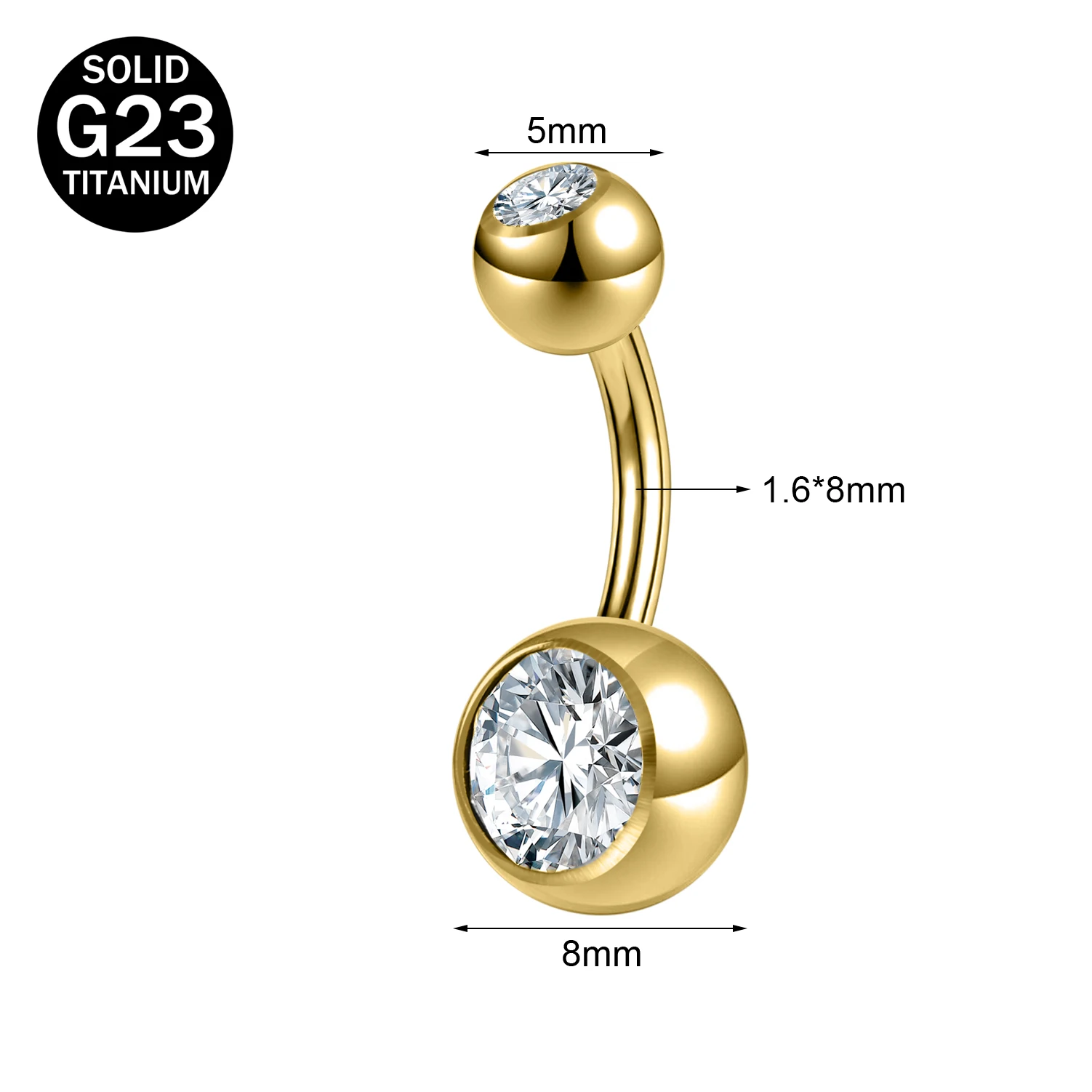 Women's G23 Titanium Belly Button Ring with CZ Crystal