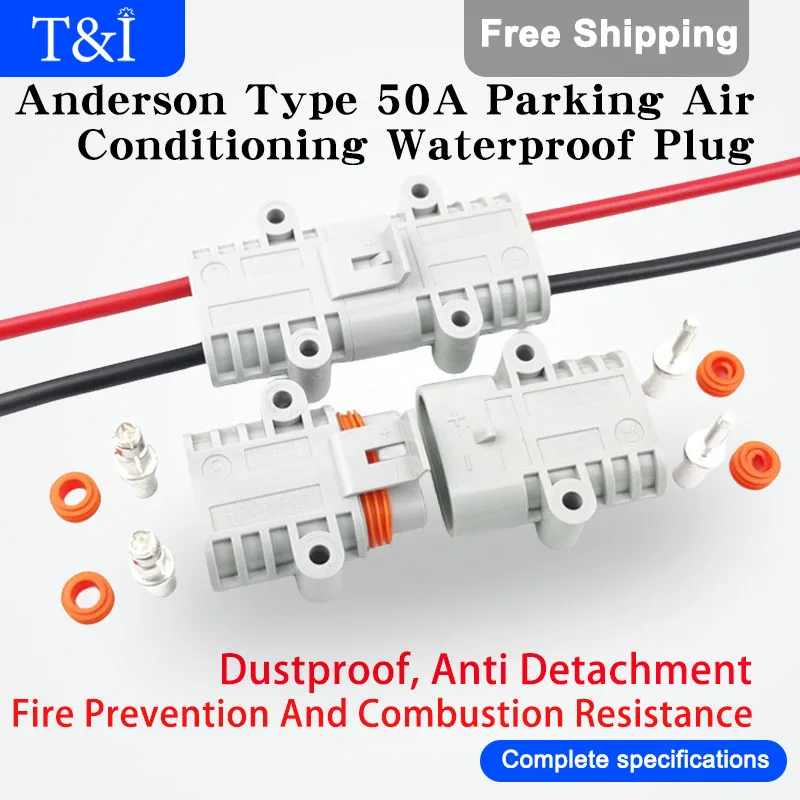 

5/20/100 Sets Anderson Style 50A Waterproof Parking Air Conditioning Plug 12V/24V Male Female Docking High Current Connector