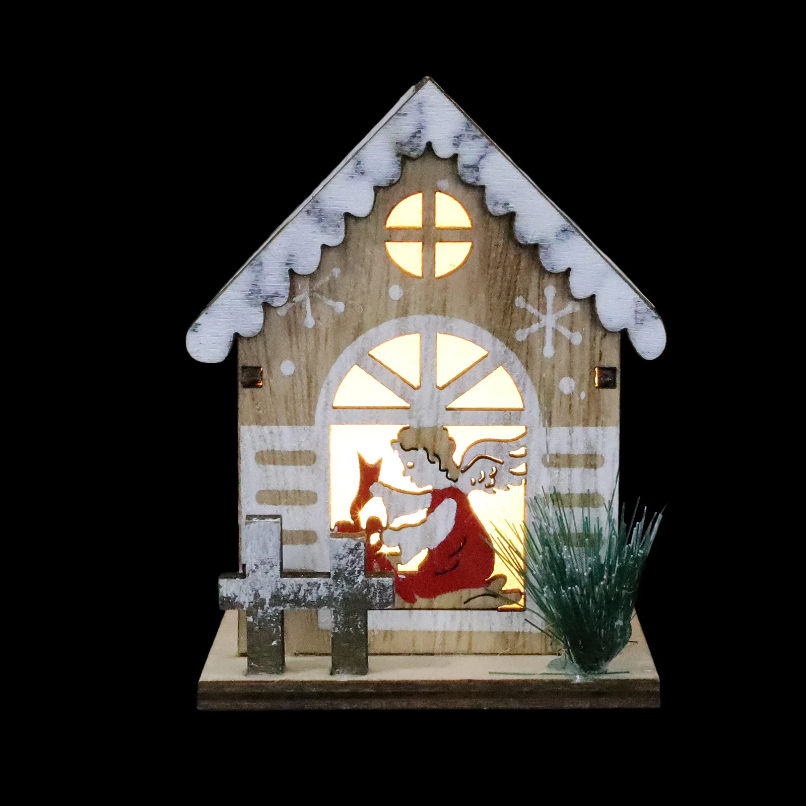 

Glowing Wooden Decor Led Christmas Ornament Mini Craft For Home Bar Restaurant Shop Festival Decoration Wooden Xmas