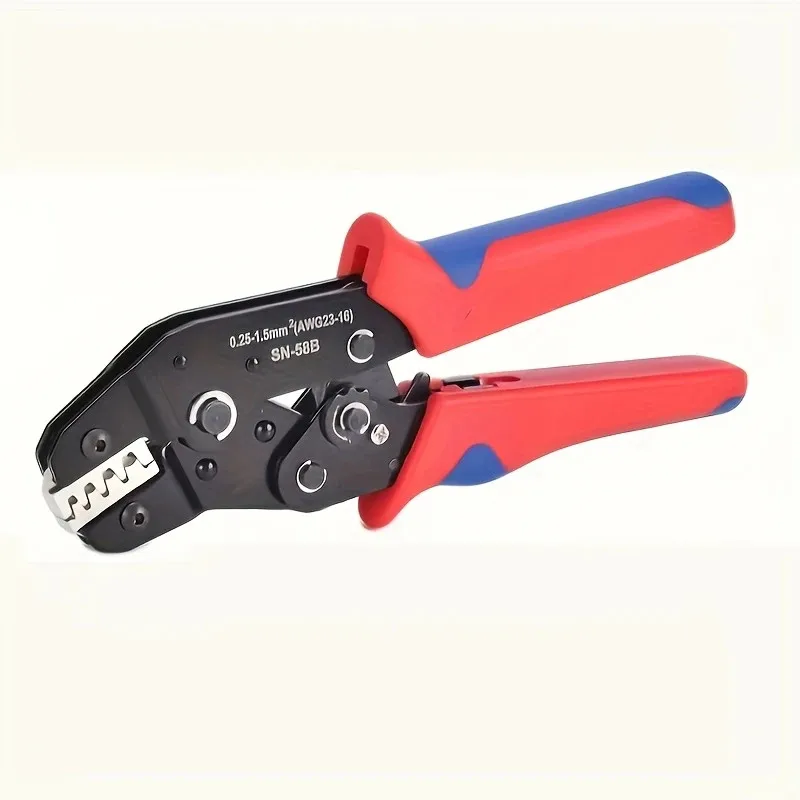 

SN-58B Щипцы с храповым механизмом для 0,25–1,5 мм2 AWG (24–146) — совместимы с разъемами Dupont, TE, JST, Molex — черная и красная ручка