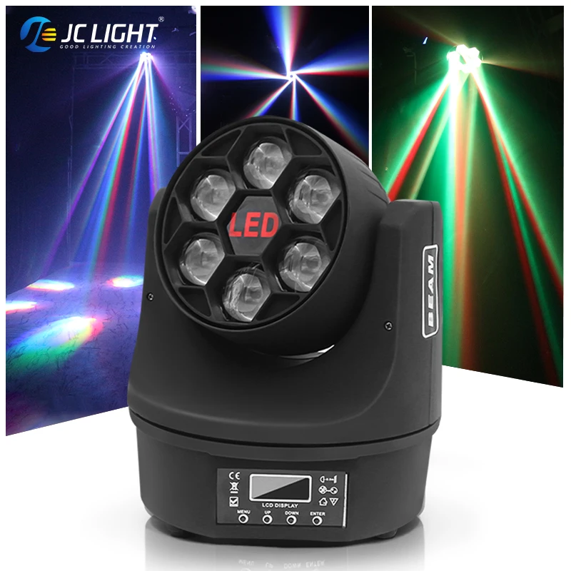 JC Light Bee Eye 6pcs 15w Rgbw 4in1 Zoom 4 In 1 Led Wash Beam Mini Moving Head Stage Light for Disco Bar 023 Newest Design