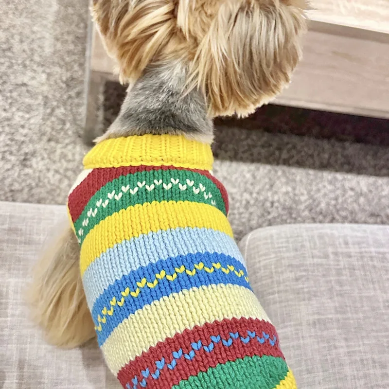 Suéter clásico de punto a rayas para perros, suave y cálido para cachorros pequeños, este invierno para Navidad, disfraz para perros, ropa para mascotas
