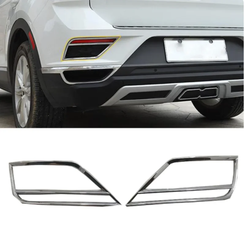 

For Volkswagen VW T-ROC TROC 2018 2019 2020 Sticker ABS Chrome Cover Trim Back Tail Rear Fog Light Lamp Frame Parts