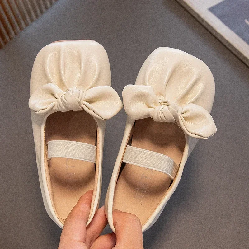 Baby Girls Leather Shoes Spring Autumn Child Casual Shoes Comfortable Lightweight Soft Sole Kids Bow Princess Shoes Size 23-33