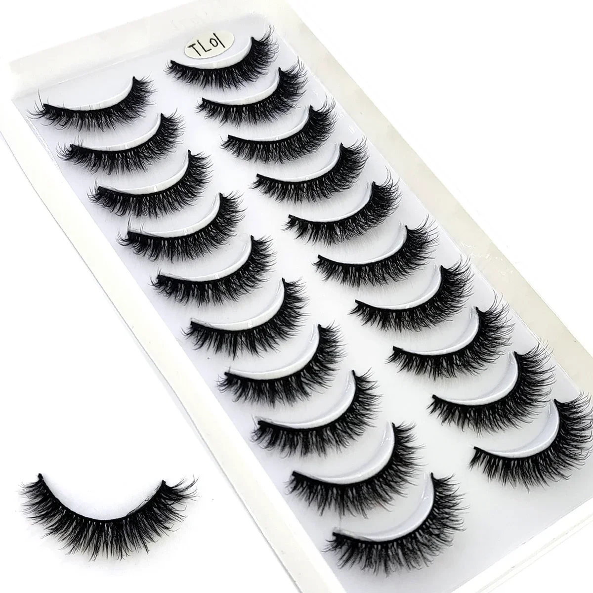 HBZGTLAD 5/10 pairs Soft and Fluffy 3D Artificial Mink False Eyelash Thick Hand Rolled Mink False Eyelash Natural False Eyelashe