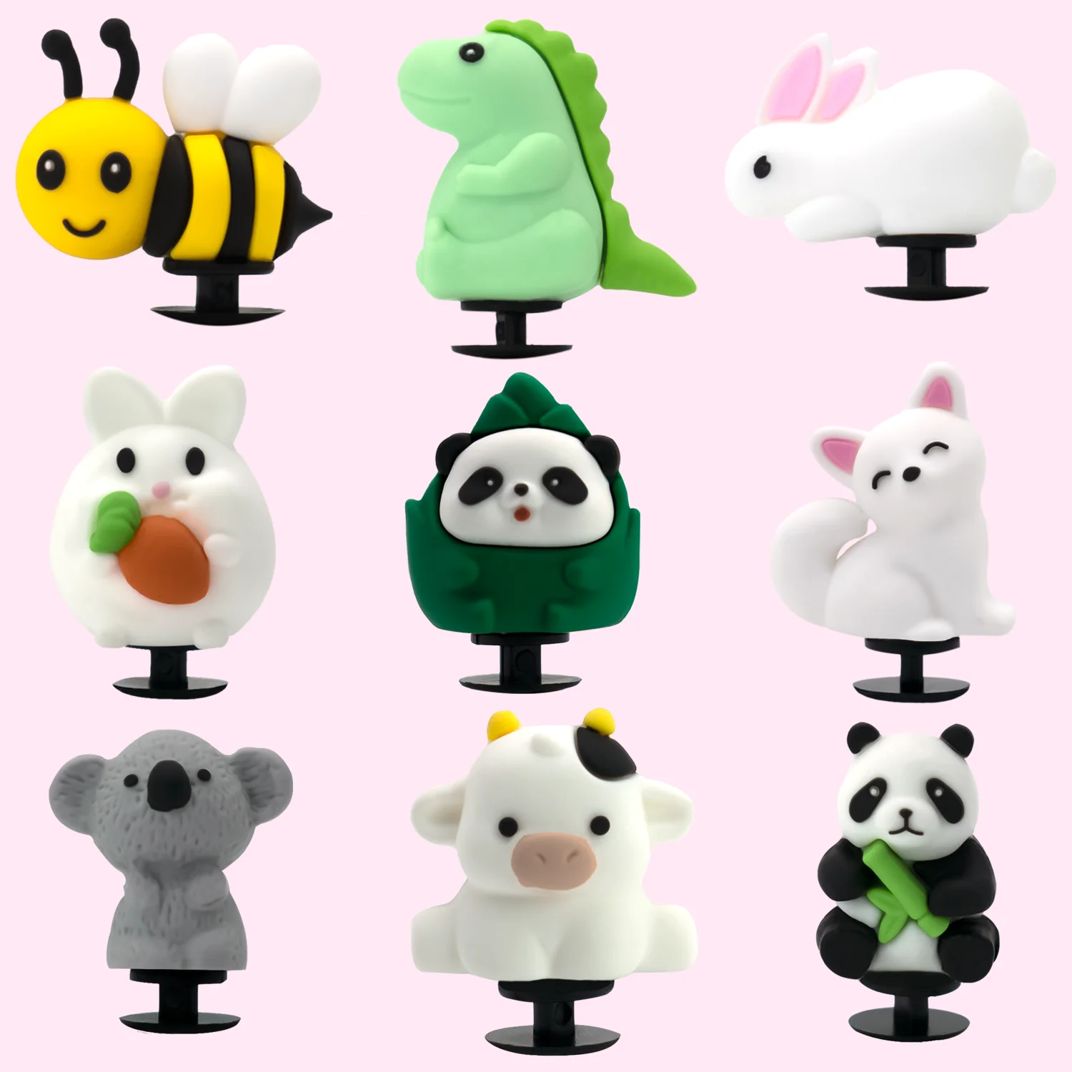 1/9pcs Cute Animals Shoe Charms Bee Bunny Panda Cow Shoe Acc