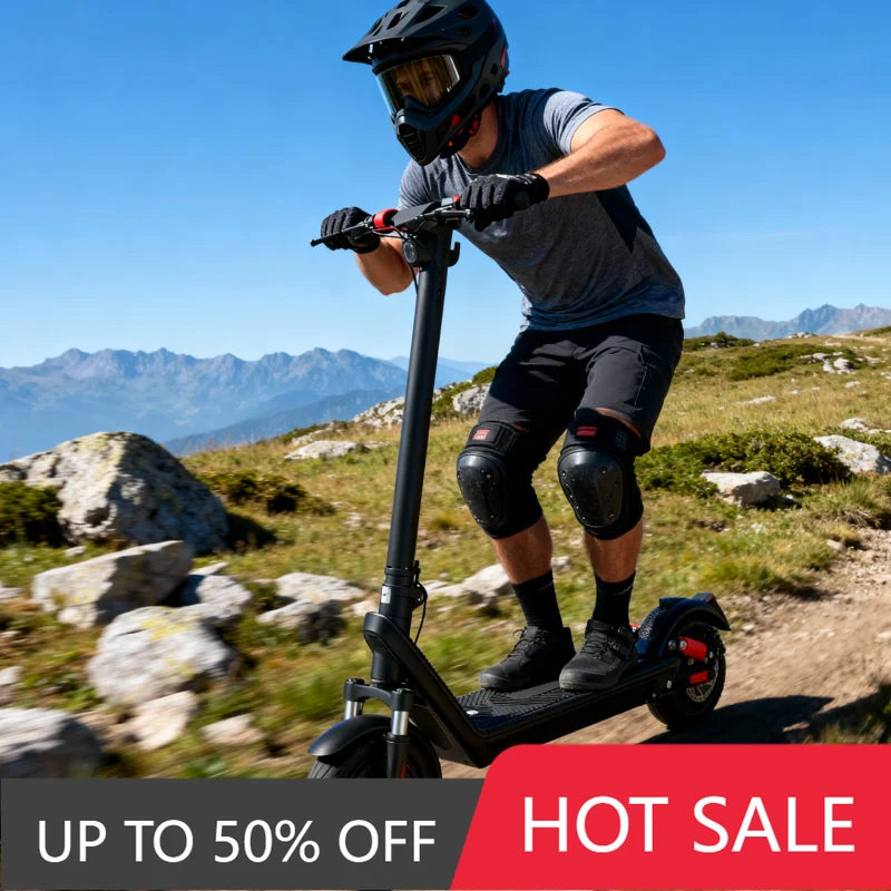 

JYF Off-road electric scooter Brushless motor 10-inch tubeless tires, dual disc brakes and shock absorbers, foldable adult scoot