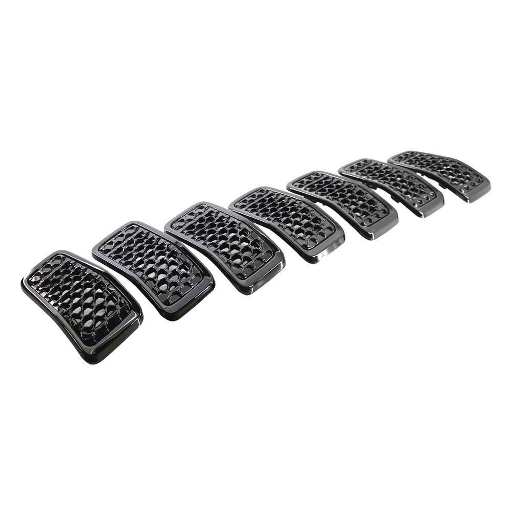 7Pcs Chrome Mesh Honeycomb Front Grille Inserts Frame For Jeep Cherokee 2019 2020 2021 2022