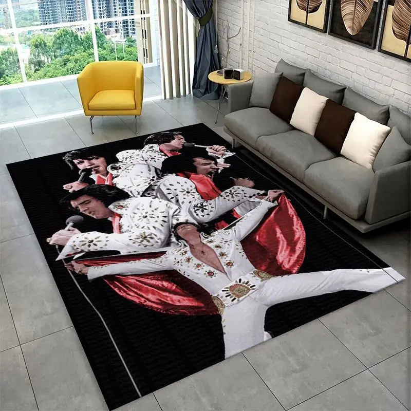 Retro The King E-Elvis Presley Non-Slip Area Rug for Living Room,Bedroom,Playroom,Soft Carpet Floor Mat Home Decor Rug  Room